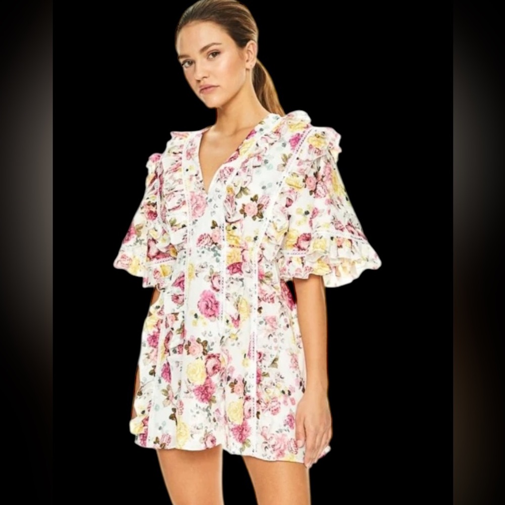 La Maison Talulah Tea Time Floral Mini Dress Size Large - Picture 3 of 8